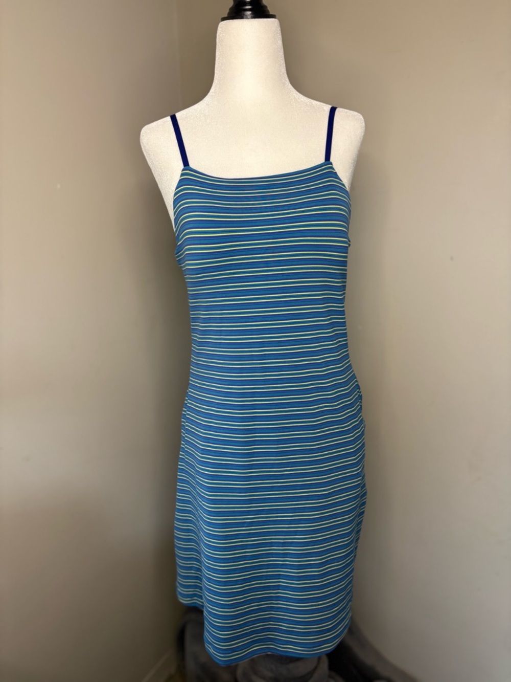 lululemon align apron dress
 Blue Striped Spaghetti